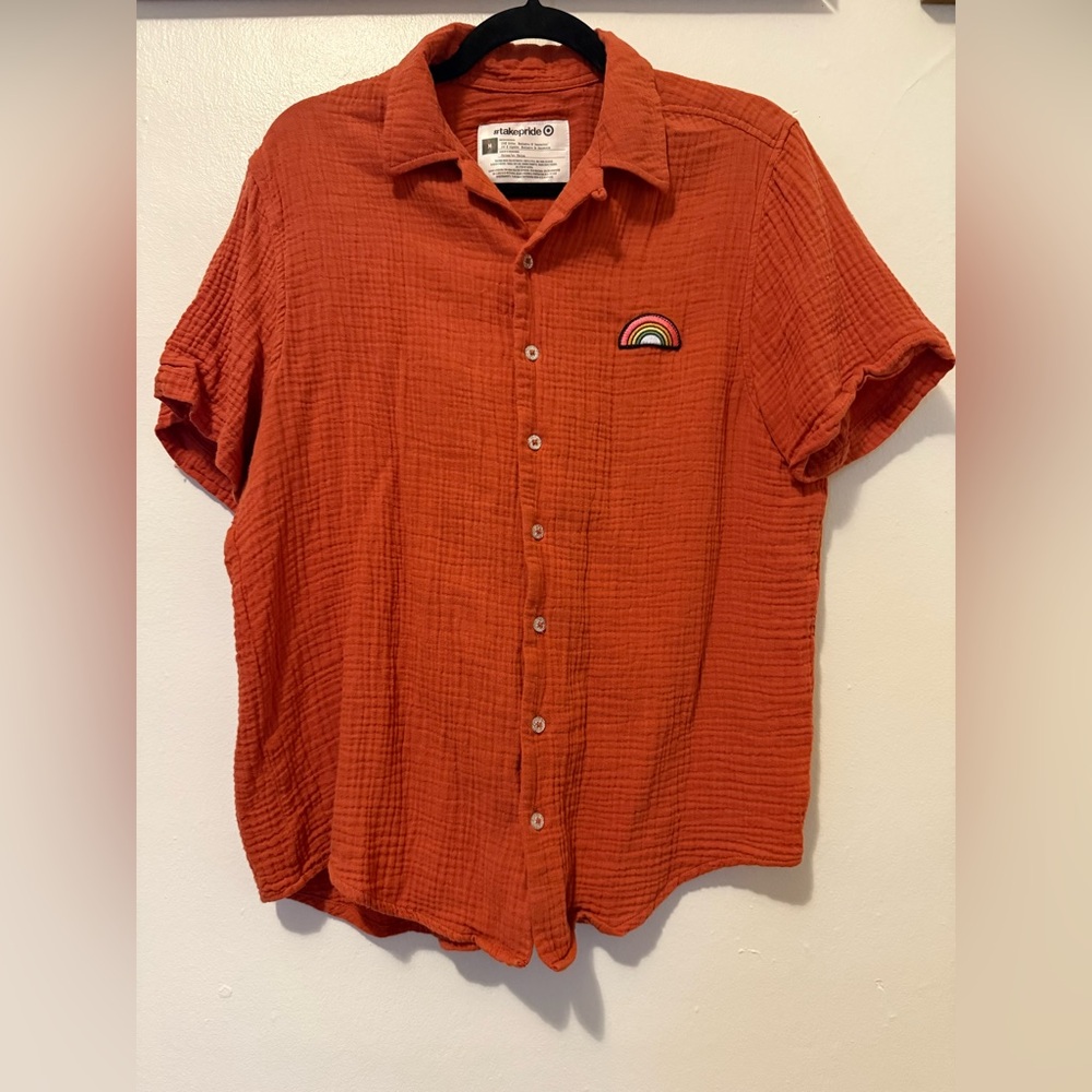 pride button down short sleeve